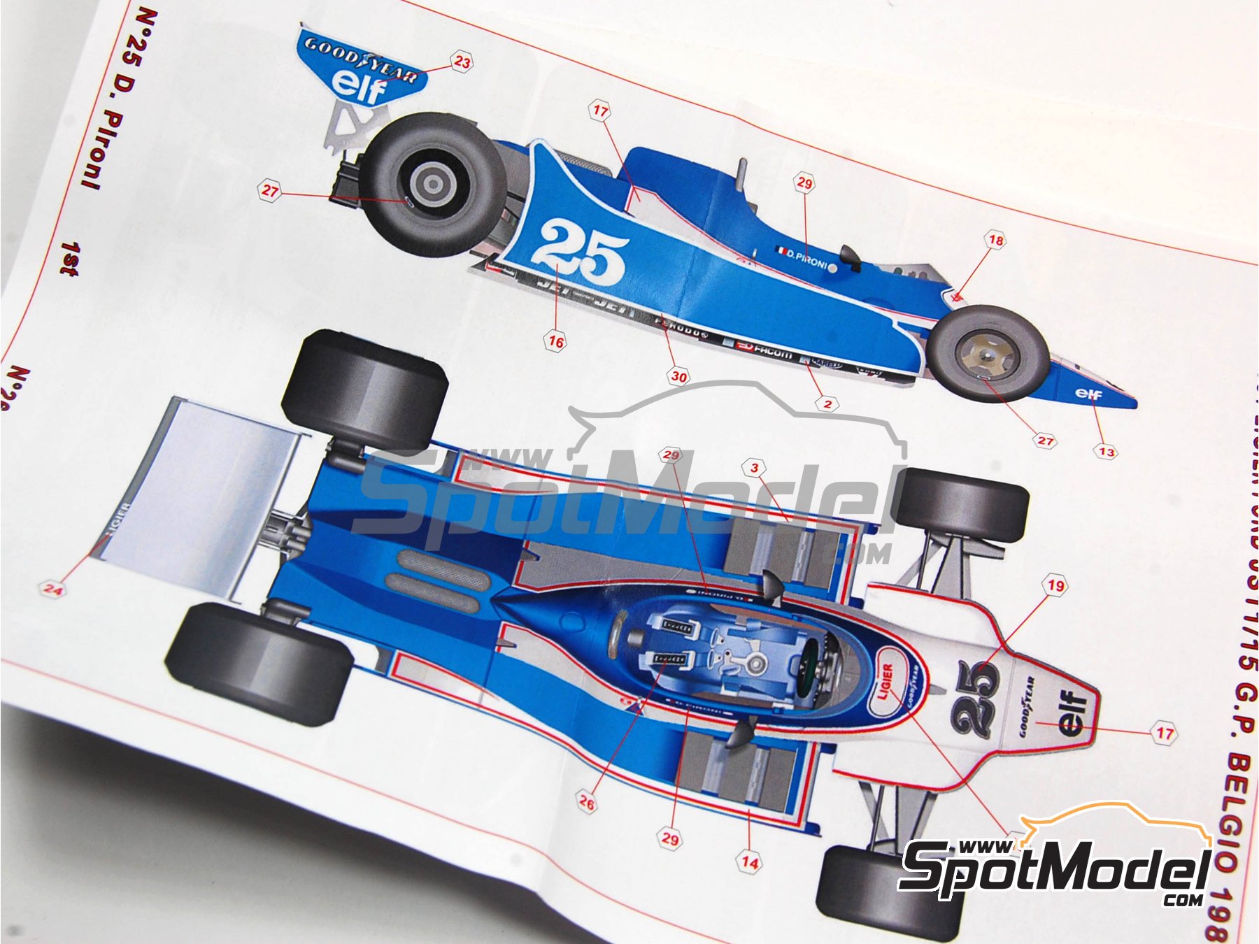 Ligier Ford JS11/15 Equipe Ligier Team sponsored by Gitanes - Belgian  Formula 1 Grand Prix 1980. Car scale model kit in 1/43 scale manufactured  by Tam